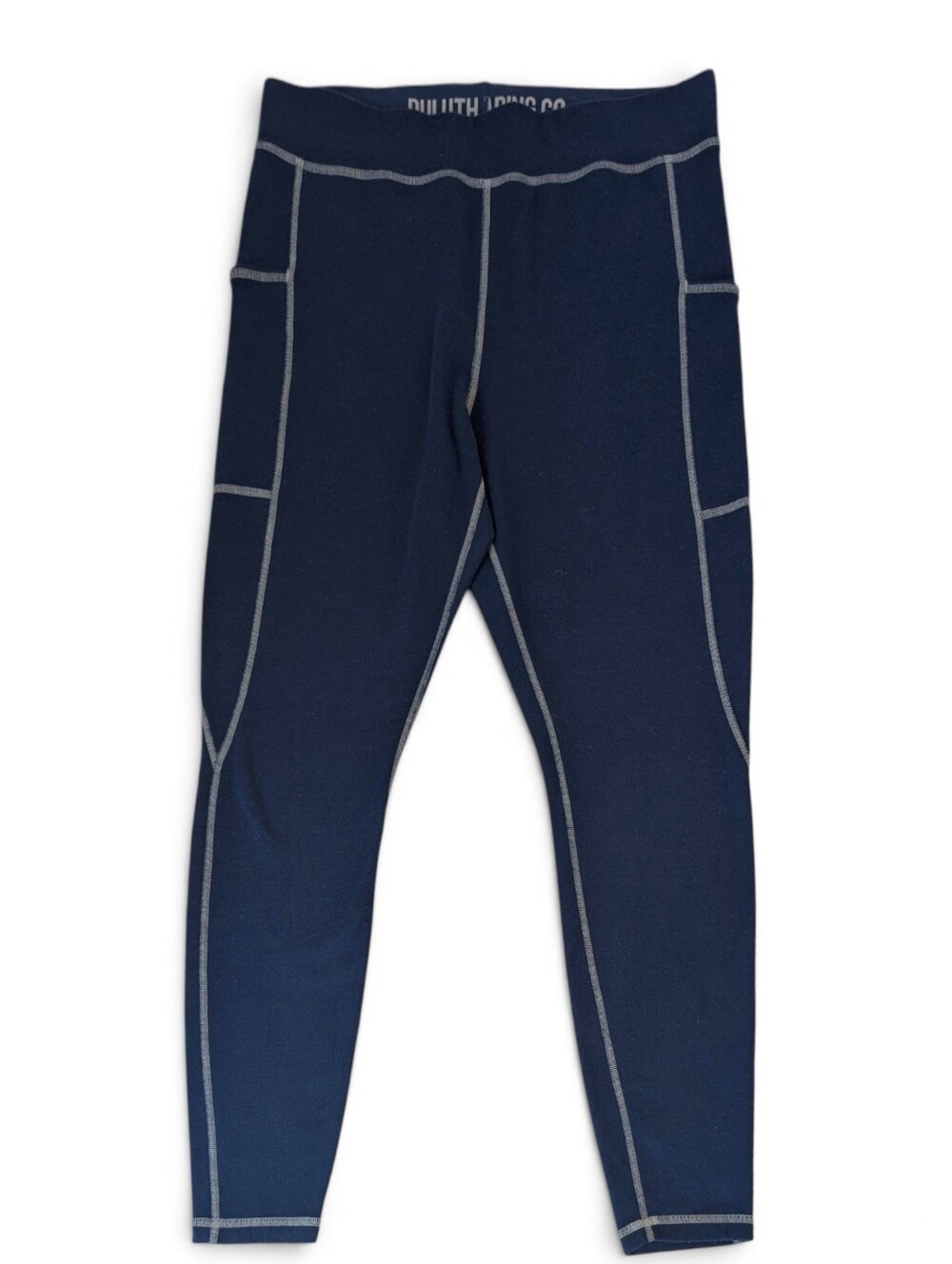 DULUTH TRADING Wool Base Layer Wickerino Leggings Side Pockets Blue Large - Picture 6 of 11